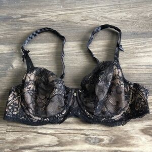 Eprise Lisa Charmel Black Lace Underwire Bra 32D Unlined